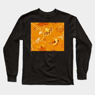 Exotic chintz with bird - orange Long Sleeve T-Shirt